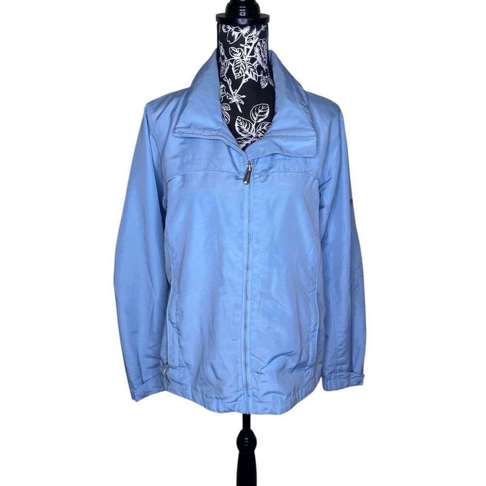 Flawed Pacific Trail Light Blue Zip Up Jacket Outdoor Windbreaker Womens Medium